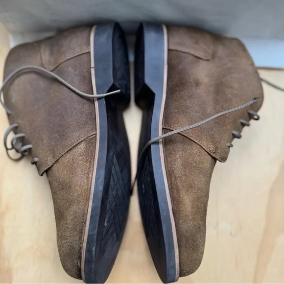 Men's Brown Suede Lace-Up Chukka Boots - Waxed Leather - Picture 6 of 14